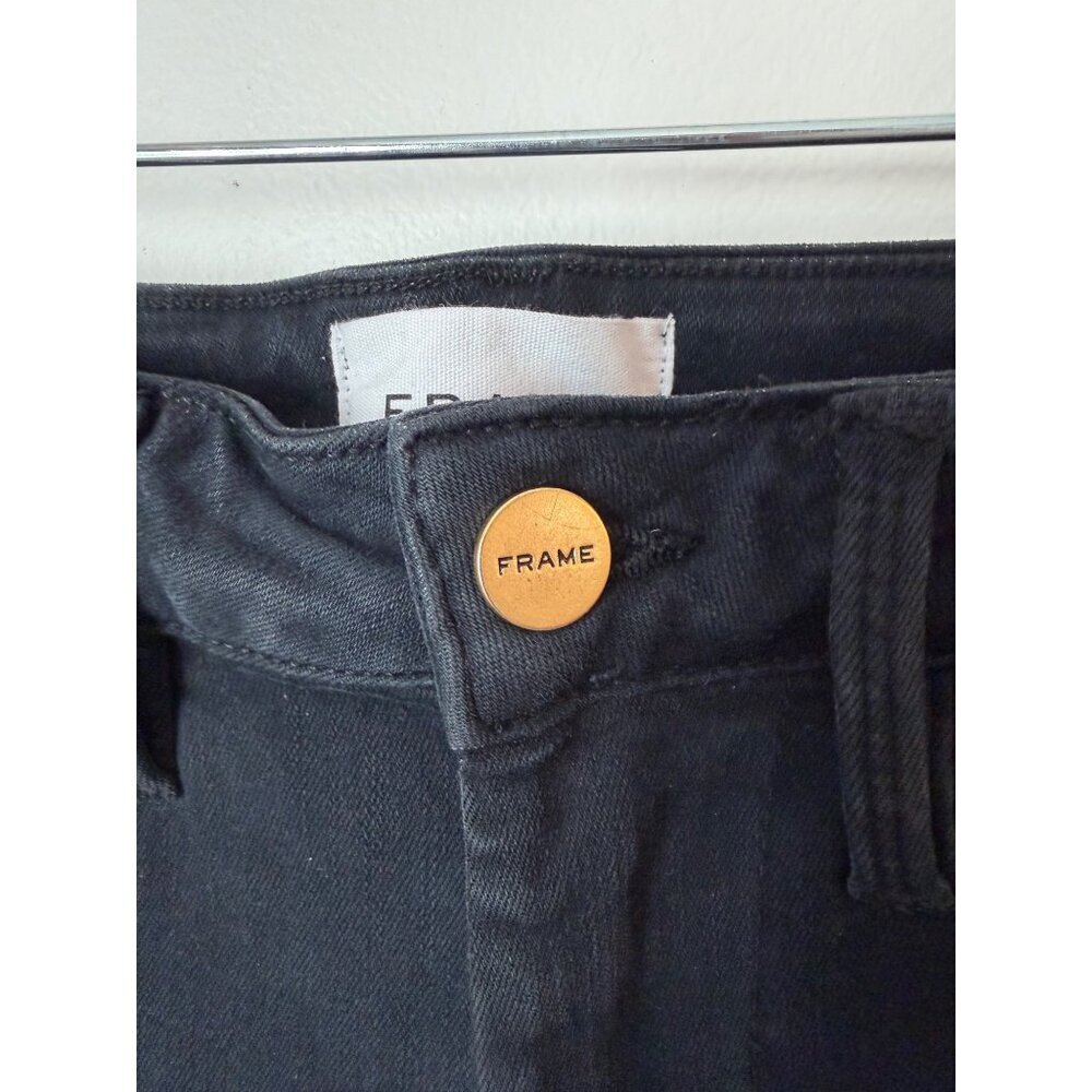 Frame Le One Skinny Black Organic Cotton Blend High-Waist Stretch Jeans Size 1 - Picture 6 of 6
